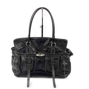 FRANCESCO BIASIA Black Leather Satchel Purse Italy